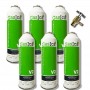 6 Botellas Gas Ecologico Gasica V2 255Gr + Valvula Sustituto R22, R32, R407C, R410A Freeze Organico