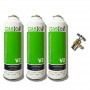 3 Botellas Gas Ecologico Gasica V2 255Gr + Valvula Sustituto R22, R32, R407C, R410A Freeze Organico