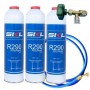 3 Botellas Gas Refrigerante R290 + Manguera + Valvula 370Gr Propano