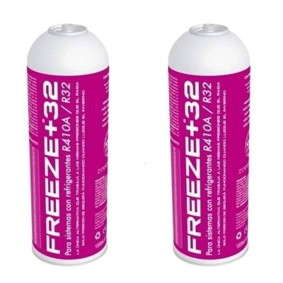 2 Botellas Gas Ecologico Refrigerante Freeze Organico +32 350Gr Sustituto R32, R410A