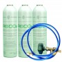 3 Botellas Gas Refrigerante R600 + Manguera + Valvula 420Gr Isobutano