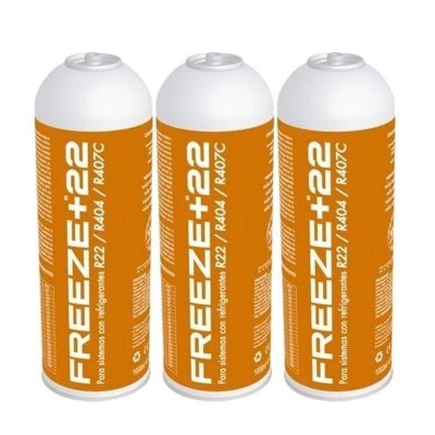 3 Botellas Gas Ecologico Refrigerante Freeze +22 400Gr Organico Sustituto R22, R404, R407C