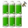 6 Botellas Gas Ecologico Gasica YF 171gr + Valvula Sustituto R1234YF Freeze Organico