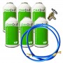 6 Botellas Gas Ecologico Gasica YF 171gr + Valvula + Manguera Sustituto R1234YF Freeze Organico